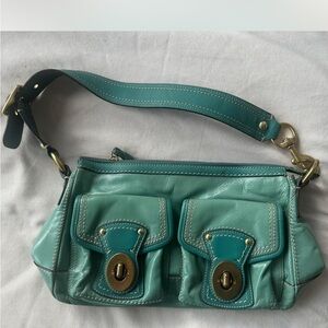 Vintage Coach Bag in Teal Turquoise Leather - Y2K